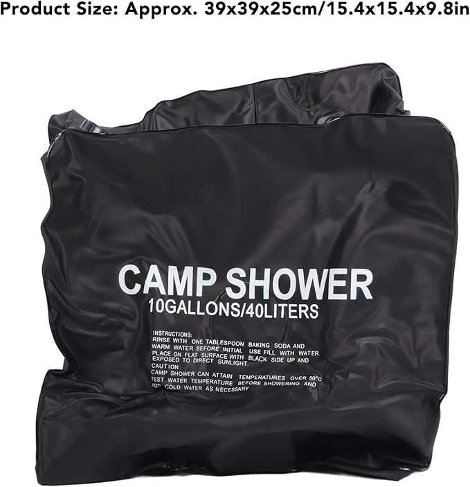 10 gallon/40L Portable Solar Shower Bag, Solar Heating Camping Shower Bag with Removable Hose, for Camping Gear, Surfing, Beach, Swimming, Outdoor Travel, Hiking, Genericozv8k1wgp9