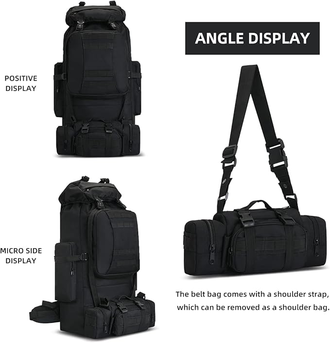 100L Camping Hiking Backpack,Molle military Tactical rucksack backpack,Waterproof Lightweight Hiking Backpack (Black)
