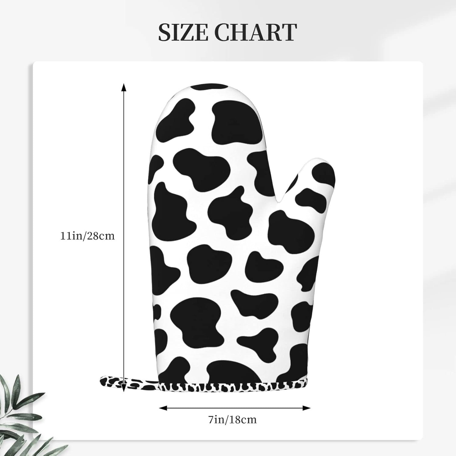 Cow Print Oven Mitts and Pot Holders Sets of 2,Resistant Recycled Infill Silicone Non-Slip BBQ Gloves for Kitchen,Cooking,Baking,Grilling