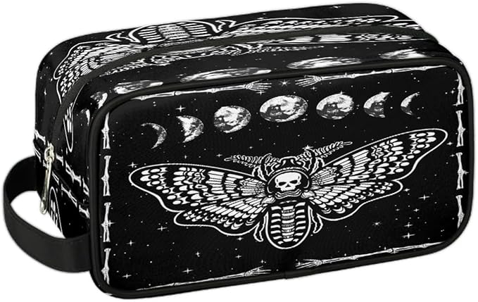 Gothic Skull Black Hanging Toiletry Bag,Travel Hygiene Kits,Waterproof Makeup Carry-on Bags,Cosmetic Bag,Approved Shave Dopp Kit for Toiletries Shower Bathroom Halloween Accessories Gifts