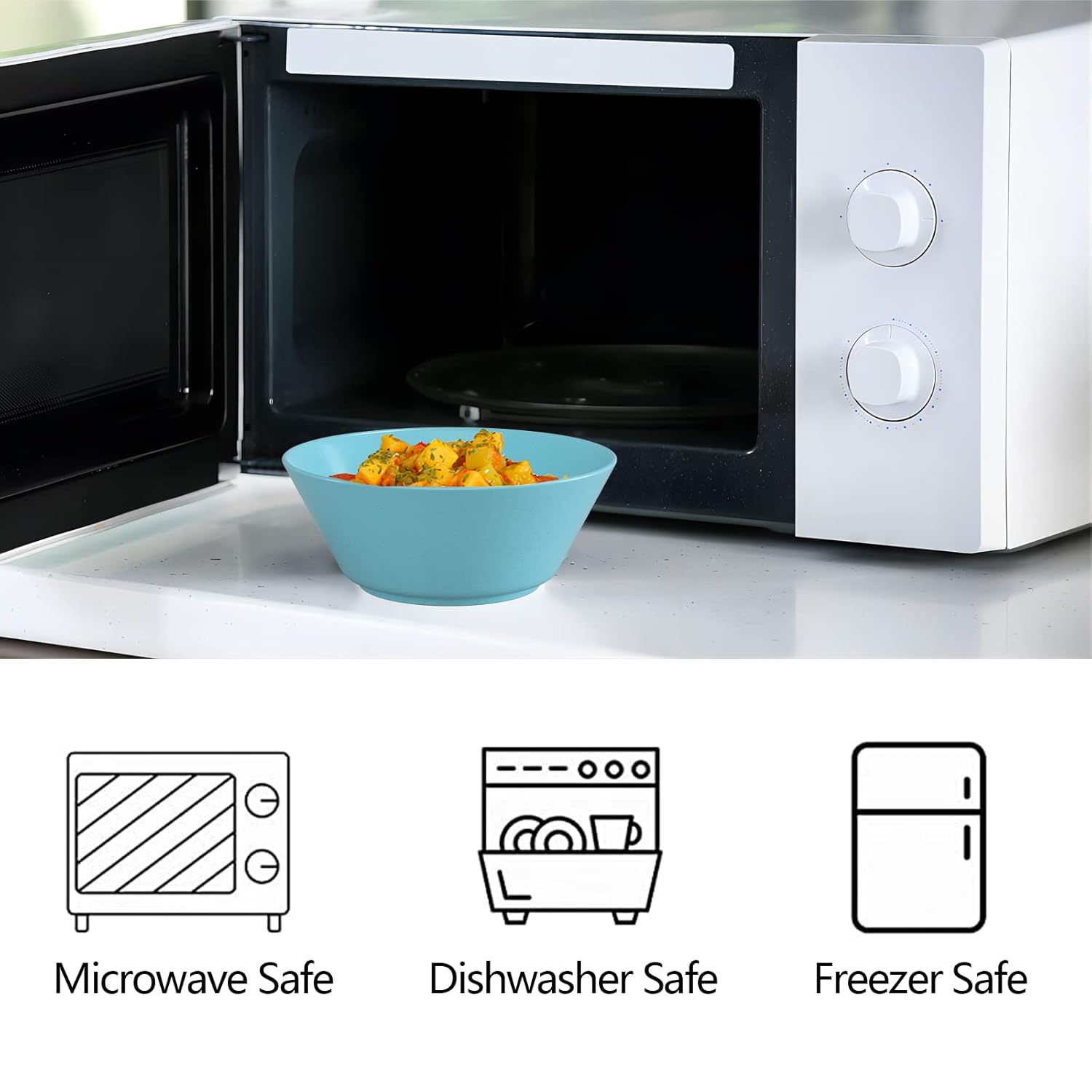 32 Ounce Cereal Bowls, Unbreakable Wheat Straw Fiber Bowl, Lightweight Kitchen Bowls Microwave & Dishwasher Safe BPA Free Bowls, E-Co Friendly Bowls Set for Cereal, Salad,Oatmeal, Soup,Snacks -6 Color