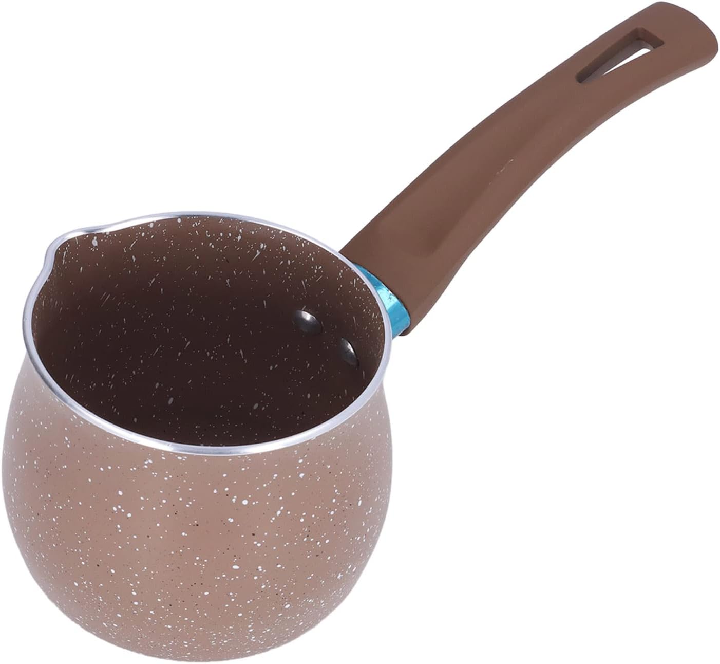 Mini Milk Pan, Mini Non Stick Pot, Butter Warmer Pot, Aluminium Alloy for Home Kitchen Mini Milk Pan Single Handle 9cm Diameter Anti Scalding Saucepan Cooking Pot Stone Pot(brown)