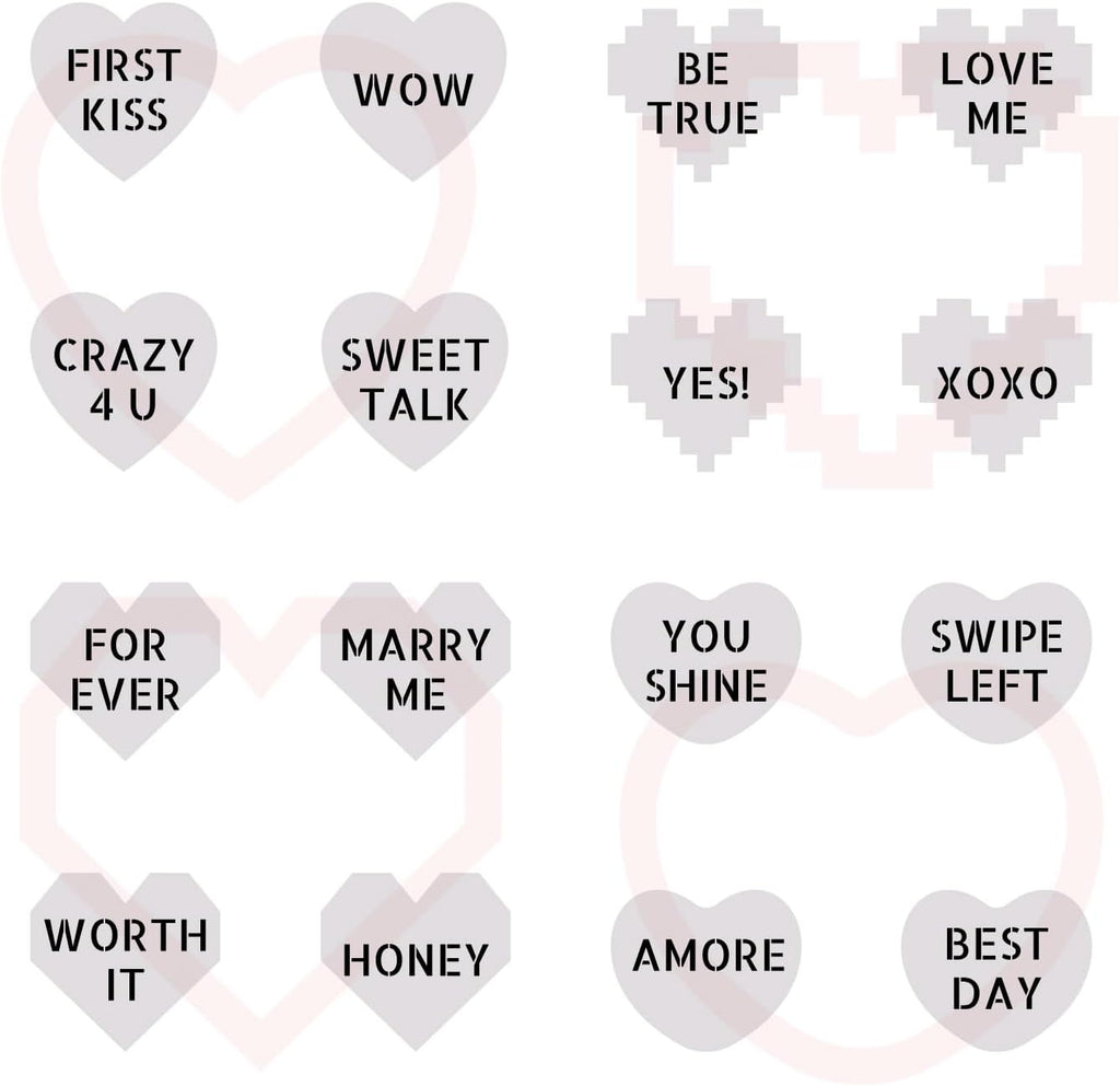Mini Heart Conversation Cookie Cutter and Stencil Set Bundle Family Love Bakery Cutter Valentine Stencils DIY Bakery for Wedding Holiday and Lover Kids Painting Coloring Pages Comb (Mini Heart)