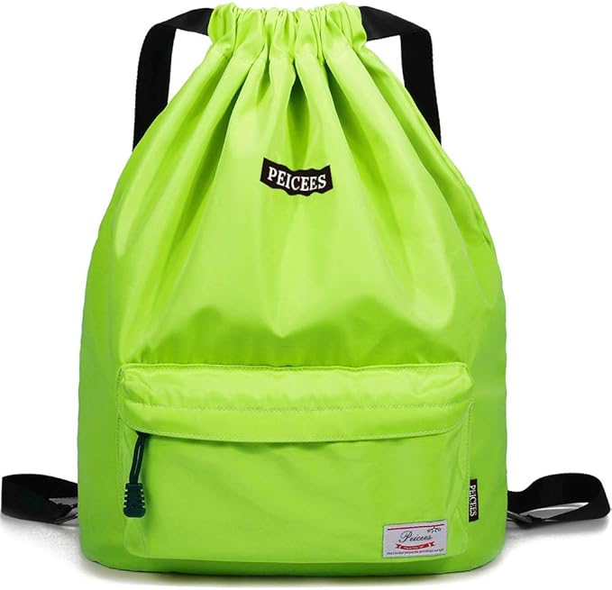 Peicees Waterproof Drawstring Sport Bag Lightweight Sackpack Backpack for Men and Women