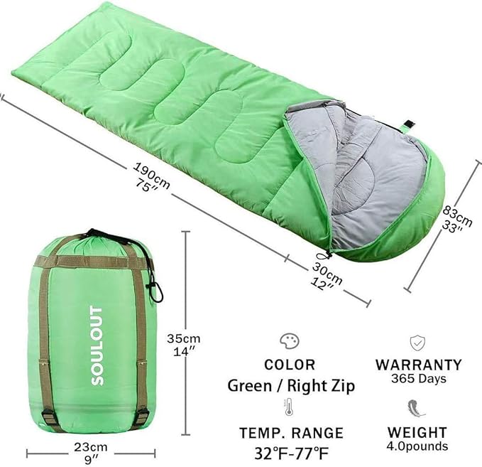 Sleeping Bag,3-4 Seasons Warm Cold Weather Lightweight, Portable, Waterproof Sleeping Bag with Compression Sack for Adults & Kids - Indoor & Outdoor: Camping, Backpacking, Hiking