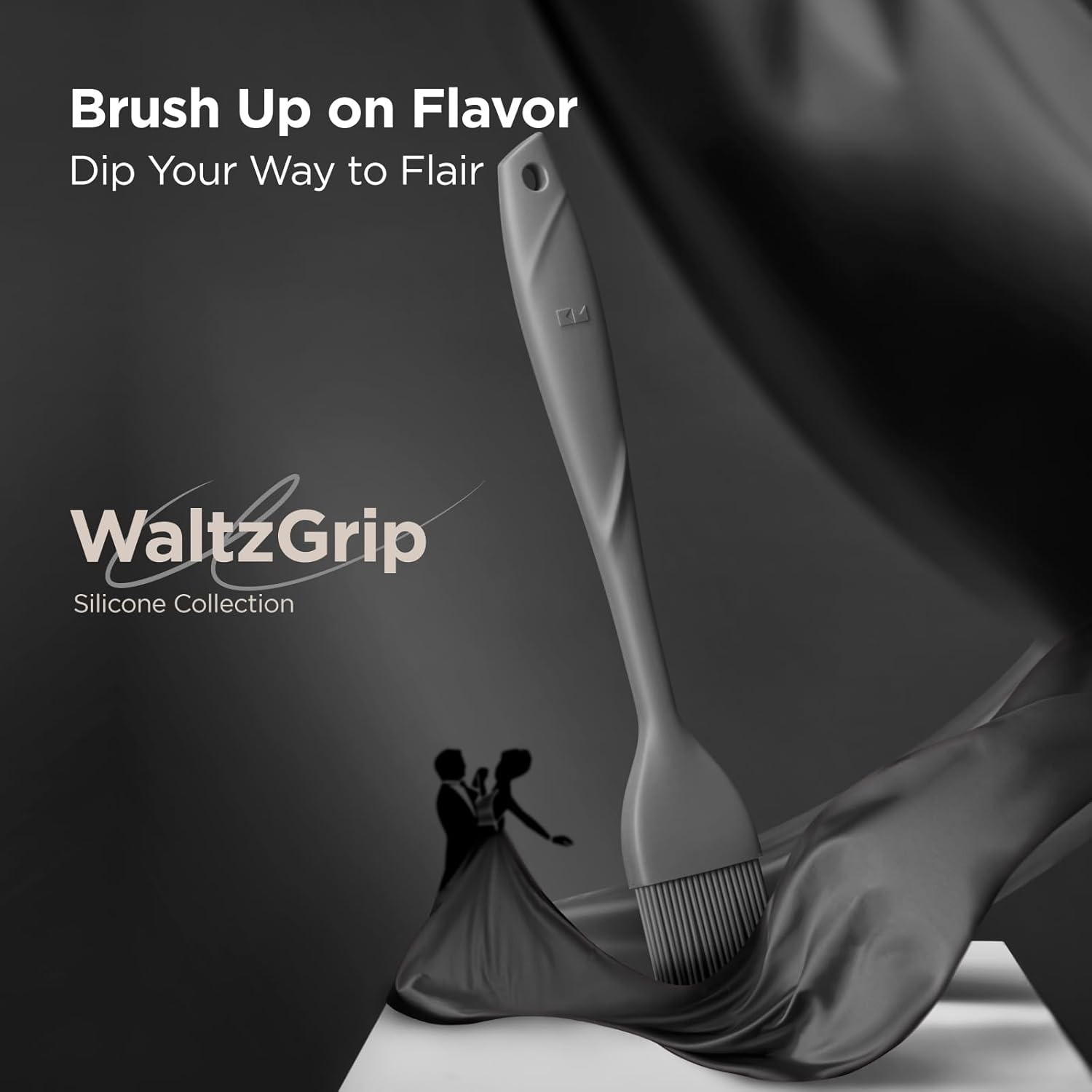 Kitchen Mama WaltzGrip Platinum Silicone Basting Pastry Brush: Set of 2 Heat-Resistant Brushes for Cooking, Baking, Grilling, and Spreading Oil or Butter - Dishwasher-Safe (Metal Gray)