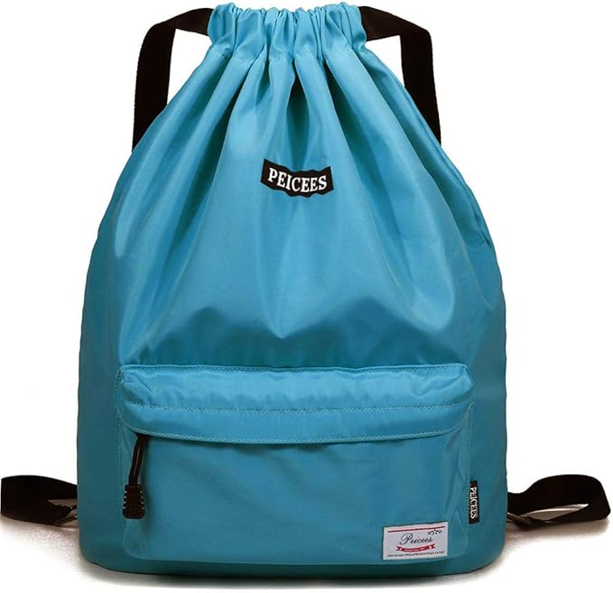 Peicees Waterproof Drawstring Sport Bag Lightweight Sackpack Backpack for Men and Women