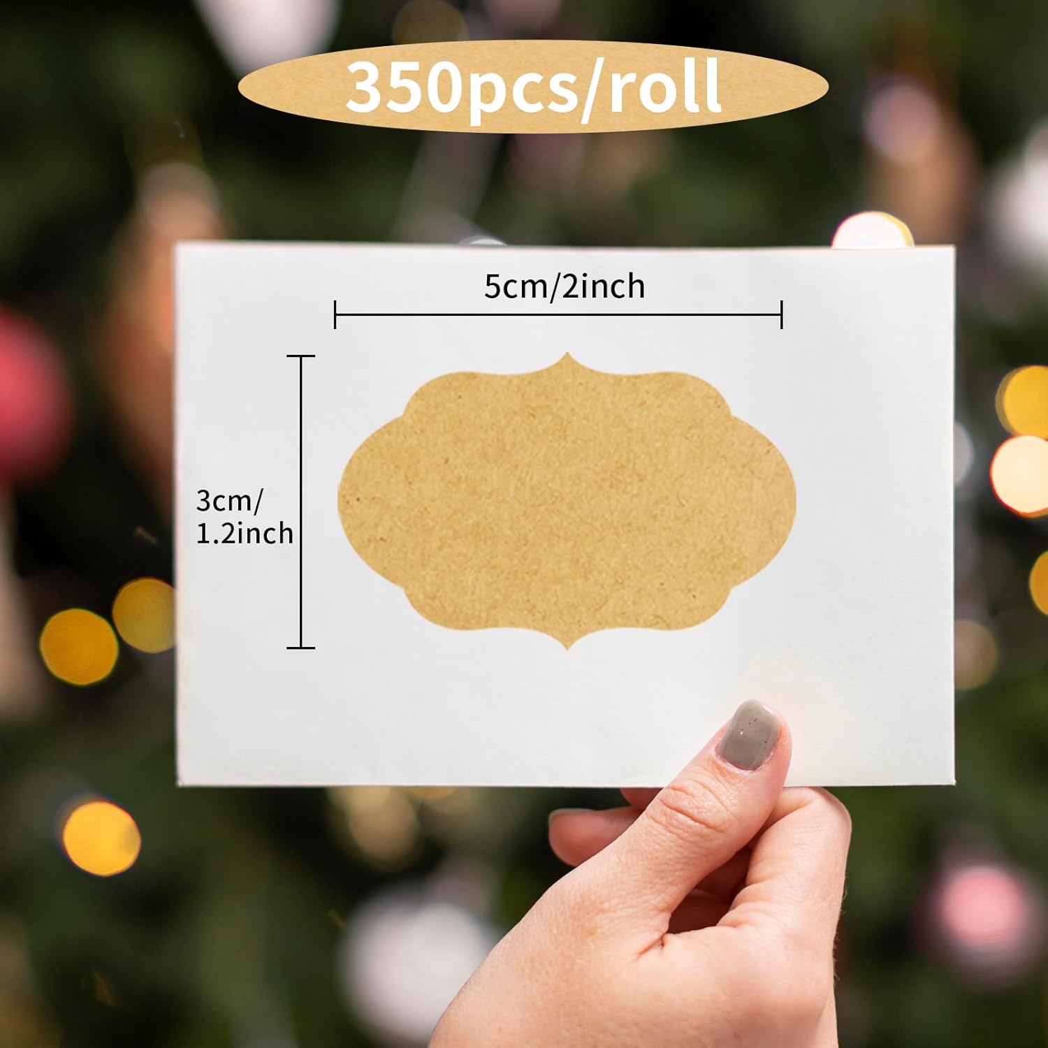 350 PCS Gift Tags Stickers Name Labels Stickers,2" x 1.2" Fancy Shape Stickers Self-Adhesive Handmade Bottle All-Purpose Jar Labels for Presents Cosmetic Decoration Jars Food Craft (Kraft)