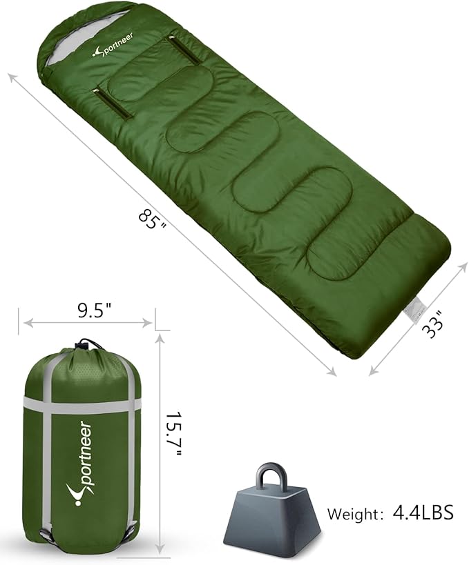 Sportneer Sleeping Bag - Wearable for Adults & Kids with Arm Zipper Holes in Cold & Warm Weather, Waterproof Portable Sleeping Bag for Camping, Hiking, Backpacking, Outdoor Travel