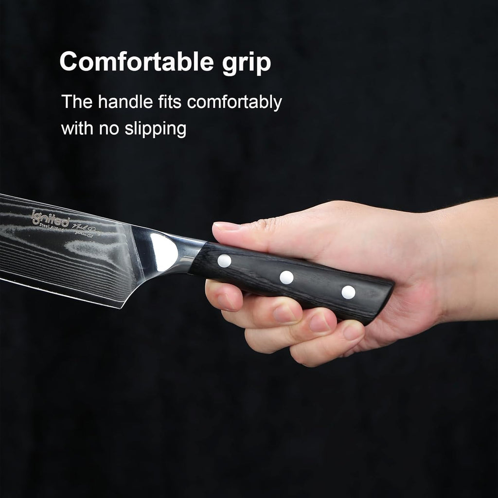 Damascus Chef Knife 8 Inch, Professional Chefs Knife With Japanese Aus-10 High Carbon Stainless Steel, Japanese Chef Knife With Black Pakkawood Handle, Chef's Kitchen Cutting Knife