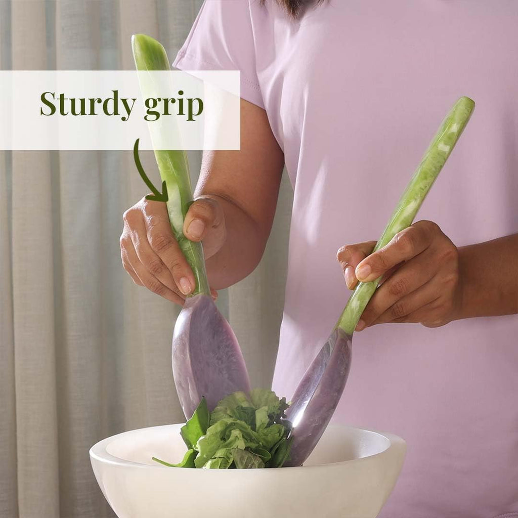 Folkulture Salad Servers or Salad Tongs | Set of 2 (12") Serving Spoons in Kitchen Essentials or Kitchen Utensils Set | Resin Salad Tongs for Serving | Salad Hands or Serving Utensils for Home