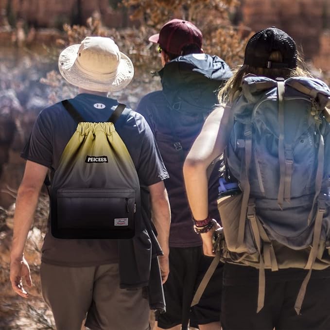 Peicees Waterproof Drawstring Sport Bag Lightweight Sackpack Backpack for Men and Women