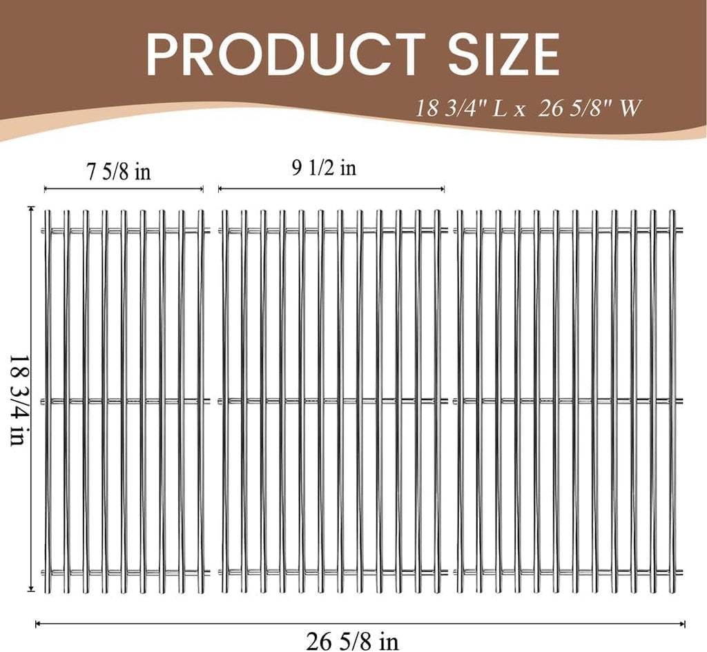 SF312C (3-Pack) 18 3/4" Stainless Steel Grates Replacement for BBQ Pro BQ05041-28, BQ51009 and Charbroil 463210310, 463210511, 463211511, 463211512, 463211513, 463211514