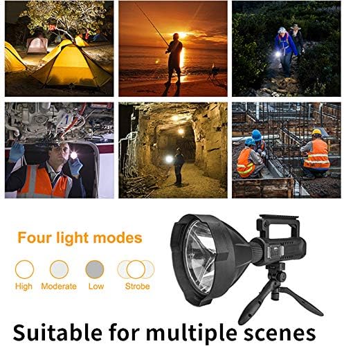 Super Bright Rechargeable Spotlight, Handheld Tactical Flashlight 4 Modes High Power Portable Waterproof LED Searchlight USB Output P90 Camping Torch for Outdoor (P90-Large Size)