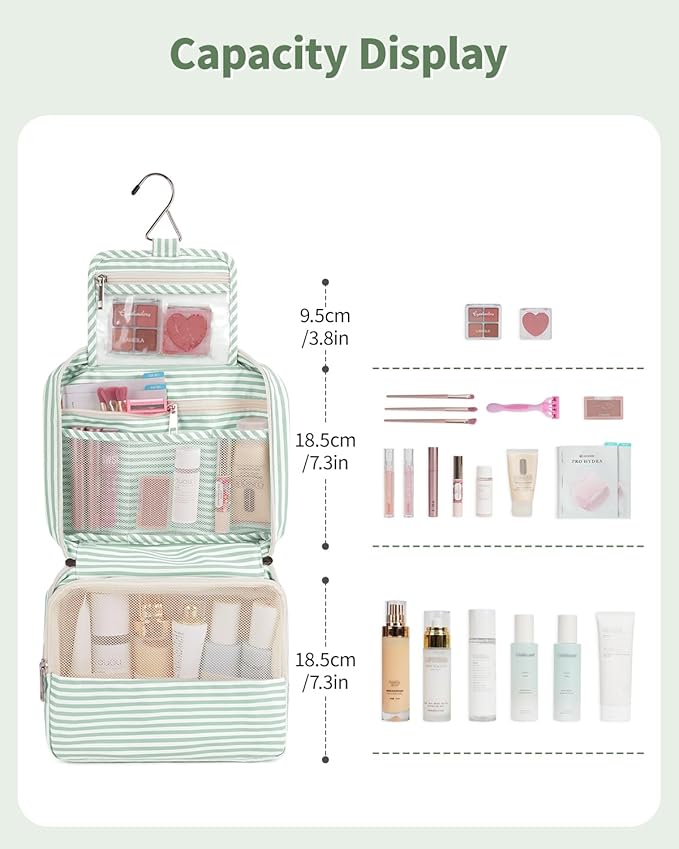 Narwey Hanging Travel Toiletry Bag Cosmetic Make up Organizer for Women and Girls Waterproof