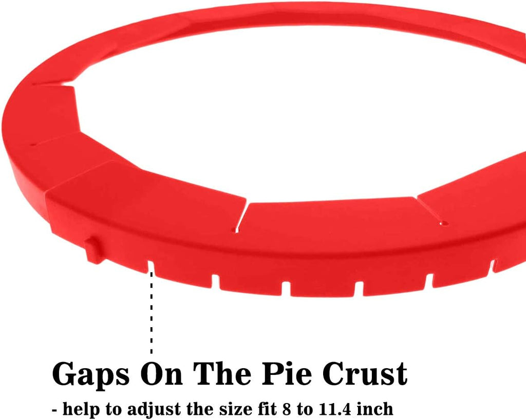 Adjustable Silicone Pie Crust Shields - Baking Protectors Cover Ring Fits 8-11.4 Inch Pies