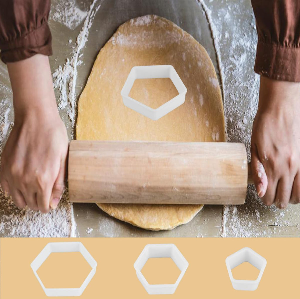 8 Pcs Soccer Ball Hexagon Cookie Cutter - 4 Sizes Geometric Biscuit Cutters Pattern Cake Topper Soccer Cookie Cutter Set for Baking Cake Decorations