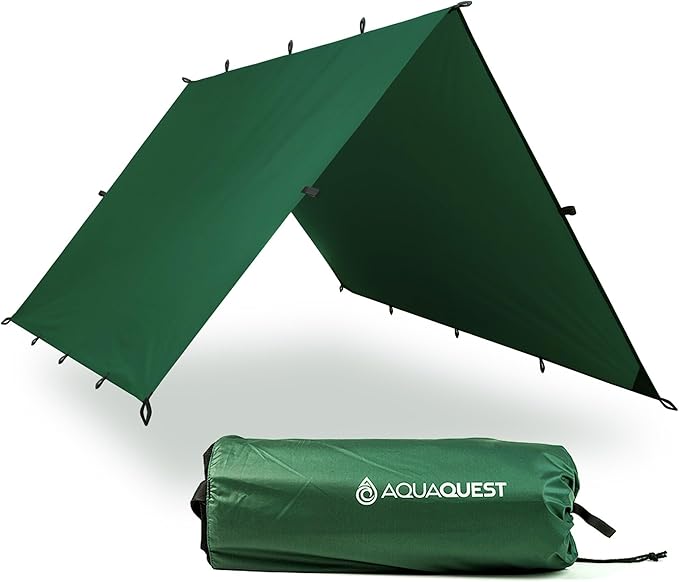 AquaQuest Defender Camping Tarp - Heavy Duty Tent Shelter or Rain Fly - Waterproof Camping Essentials for Hiking, Bushcraft & Hammock