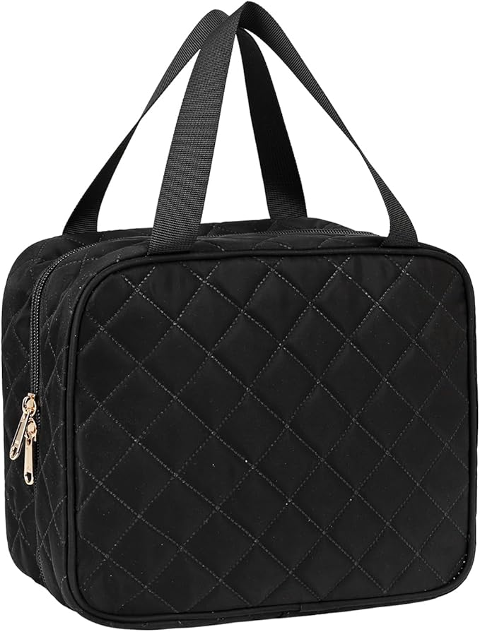 Travel Makeup Bag Hanging Toiletry Bag for Women Men TSA Approved Clear Bag Toiletries Waterproof Cosmetic Bag Toiletry Bag Travel Toiletry Organizer for Bathroom Shower, Black Diamond Grid