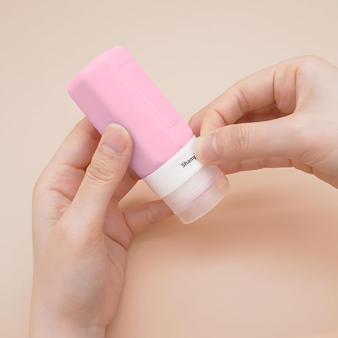 2 oz Travel Bottles, Small Travel Size Containers, TSA Approved Silicone Travel Toiletries Bottles, Shampoo and Conditioner Travel Kit for Women (Purple)