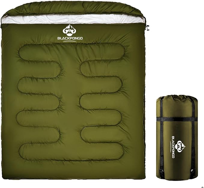 Double Sleeping Bag for Adults Men Women, XL Queen Size Two Person Sleeping Bag for All Season Camping Hiking Backpacking 2 Person Sleeping Bags for Cold Weather & Warm
