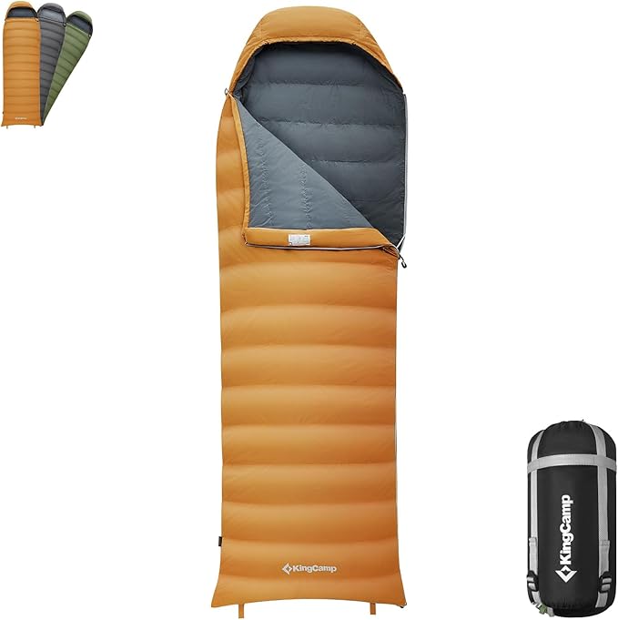 KingCamp Down Sleeping Bag for Adults, 600 FP Cold Weather 3-4 Season Sleeping Bag, Ultralight & Compact with Compression Sack for Backpacking, Camping, Hiking