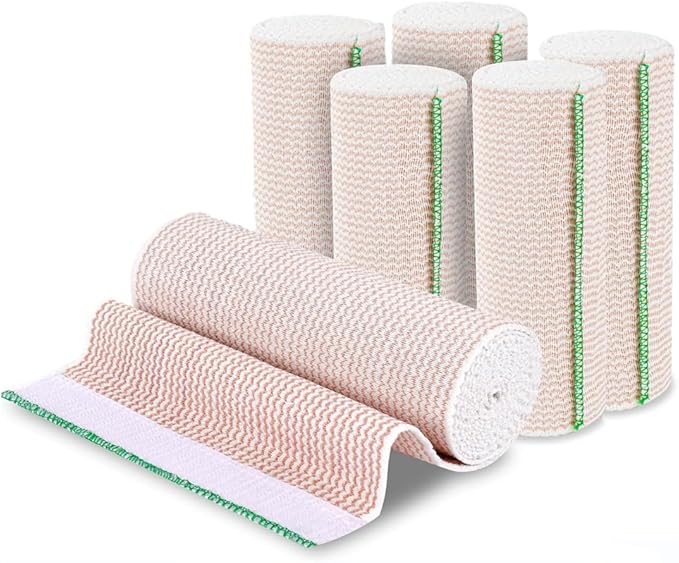 6 Pack Elastic Bandage Wrap, 2" Wide Compression Roll Latex Free Bandage for Legs, Ankle, Knee, Body Wrap, Compression Leg Wraps,First Aid Kit