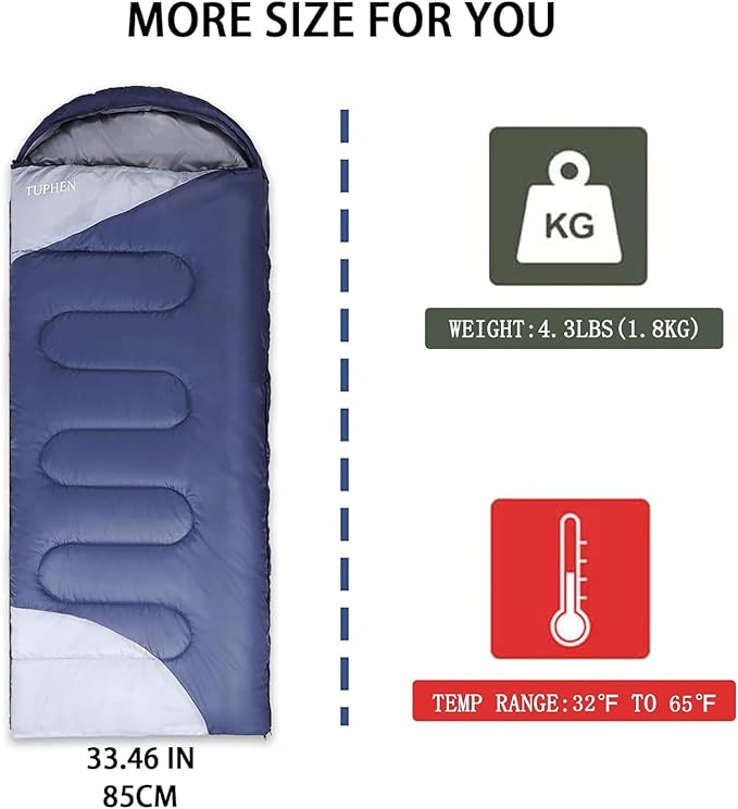 tuphen- Sleeping Bags for Adults Kids Boys Girls Backpacking Hiking Camping Microfiber Liner, Cold Warm Weather 4 Seasons Indoor Outdoor Use, Lightweight & Waterproof