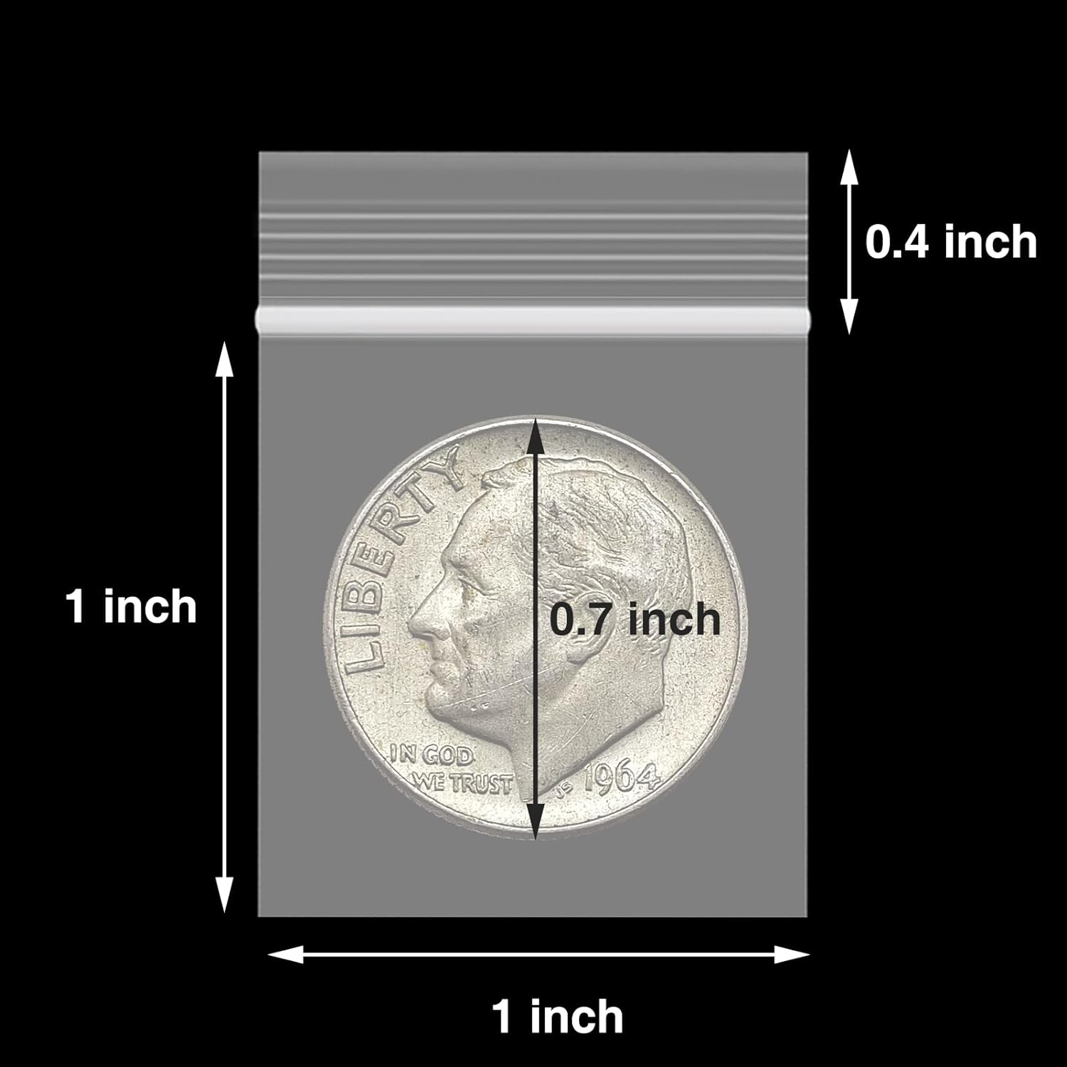 300pcs 1" x 1" Plastic Zip Bags, 2 mil Thick, Clear Small Pill Bag, Mini Zip Baggies, Reclosable Zipper Poly Bag for Travel, Storage, Packaging