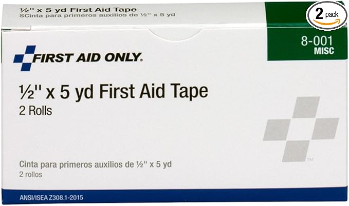 First Aid Only 8-001 Medical Adhesive Tape Roll, 2-1/2 yds Length x 1/2 Width (Box of 2)