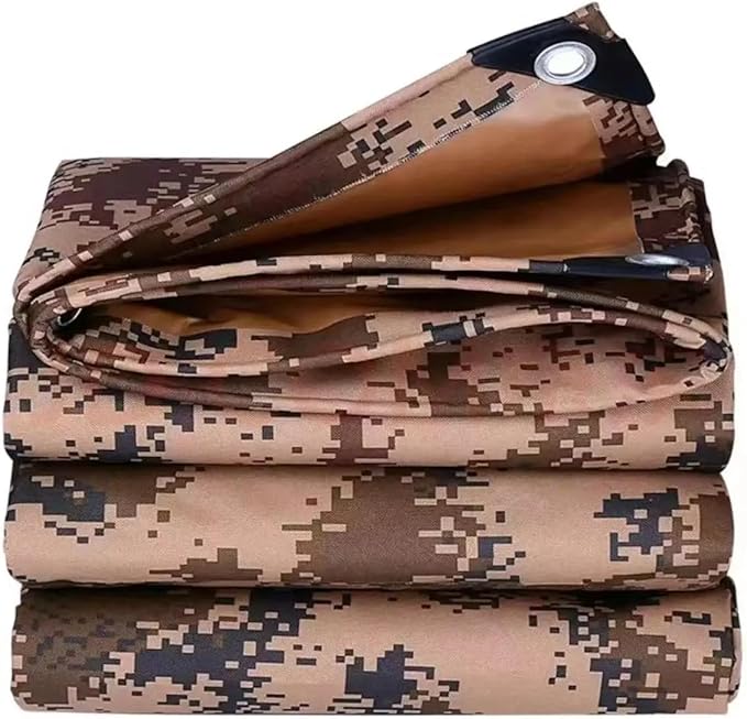 Waterproof Tarp CamouflageThickening Multi-Size Sun Shade Sail Customized Tarpaulin Sunrays Block Awning for Patio Canopy Rain Cover Canvas Sunshade Camp Outdoor Gardens Canopy (4.6ft*6.2ft)