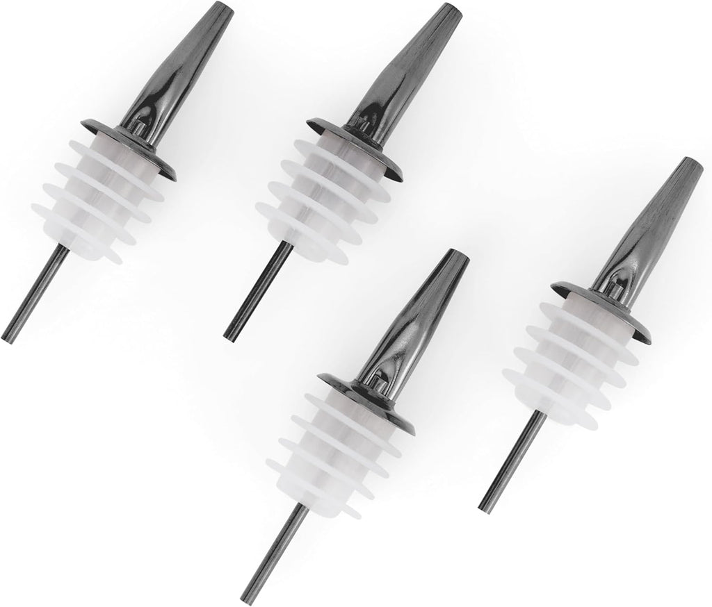 Molimoli Pour Spout Made of Stainless Steel with Automatic Anti-Oxidation Mechanism, Bottle Pourers for Alcohol and Liquor, Olive Oil Dispenser Spout, Wine Pourer Spout,Pack of 4,Black