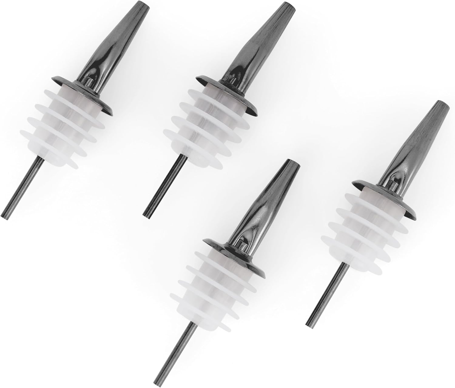 Molimoli Pour Spout Made of Stainless Steel with Automatic Anti-Oxidation Mechanism, Bottle Pourers for Alcohol and Liquor, Olive Oil Dispenser Spout, Wine Pourer Spout,Pack of 4,Black