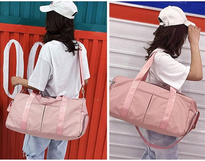 KARRESLY Sports Gym Bag for Women Travel Duffel Bag with Wet Pocket and Shoes Compartment for Training Swim Yoga(Red1)