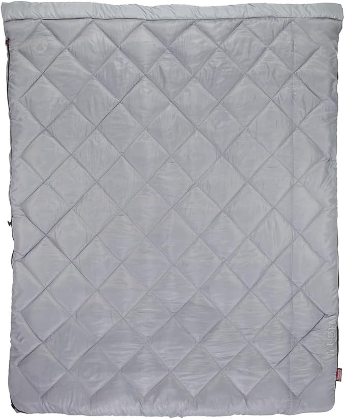 Coleman 45°F Double Sleeping Bag Queen Size XL Sleeping Bag with Big & Tall Design 2 Bags When Zipped Apart 3-Layer Comfort with Snag-Free Zipper & Stuff Sack Machine Washable