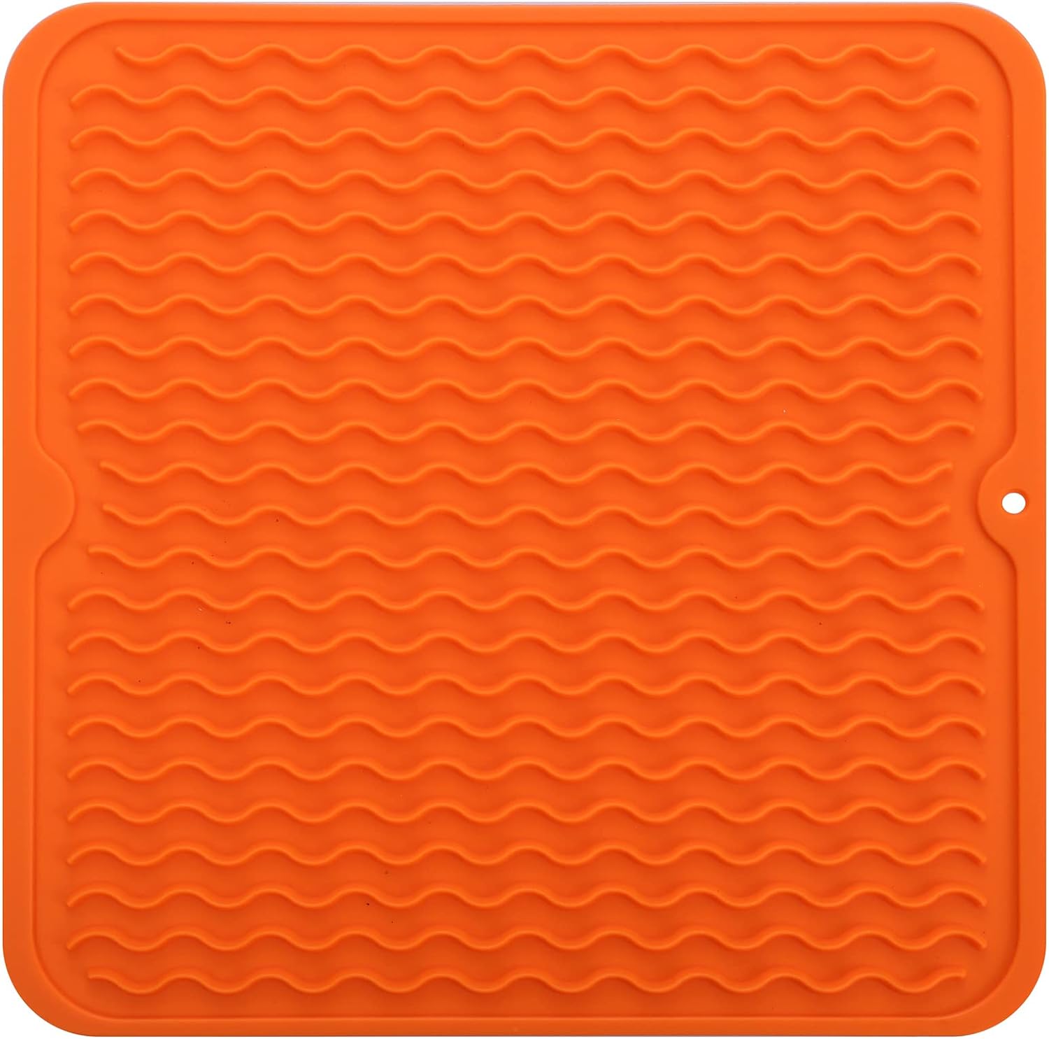 Silicone Dish Drying Mat for Multiple Usage,Easy clean,Eco-friendly,Heat-resistant Silicone Mat for Kitchen Counter or Sink,Refrigerator or Drawer liner Orange M 12 inches x 12 inches