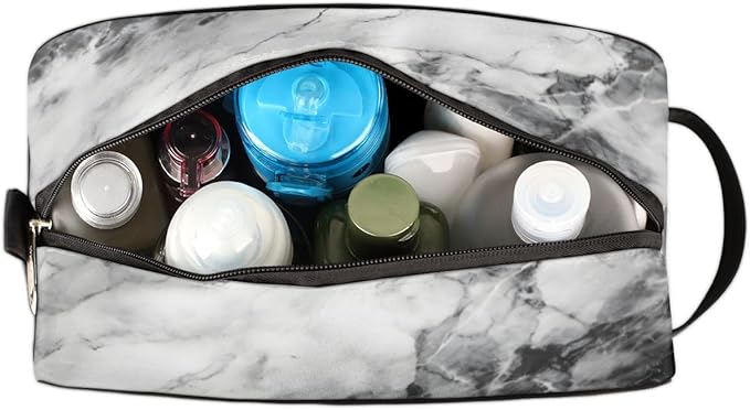 Hanging Makeup Bag,Toiletry Bag Hygiene Kits for Boys Men,Travel Cosmetic Bag,Approved Hygiene Bag Waterproof Dopp Kit Organizer for Toiletries Shower Bathroom Carry-on Accessories Gifts Gray Marble
