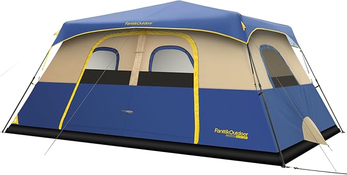FanttikOutdoor Camping Tent 4/6/8/10 Person Instant Cabin Tent Setup in 60 Seconds with Rainfly & Windproof Portable with Carry Bag for Family Camping & Hiking, Upgraded Ventilation
