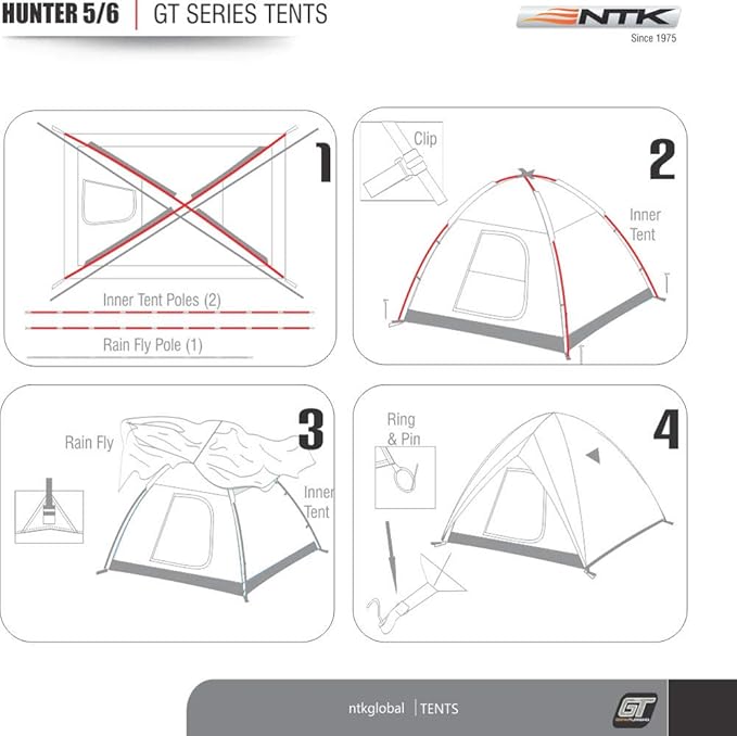 NTK Hunter GT 4/6/8 Outdoor Dome Woodland Camo Camping Tent 100% Waterproof 2500mm, Easy Assembly, Durable Fabric Full Coverage Rainfly - Micro Mosquito Mesh