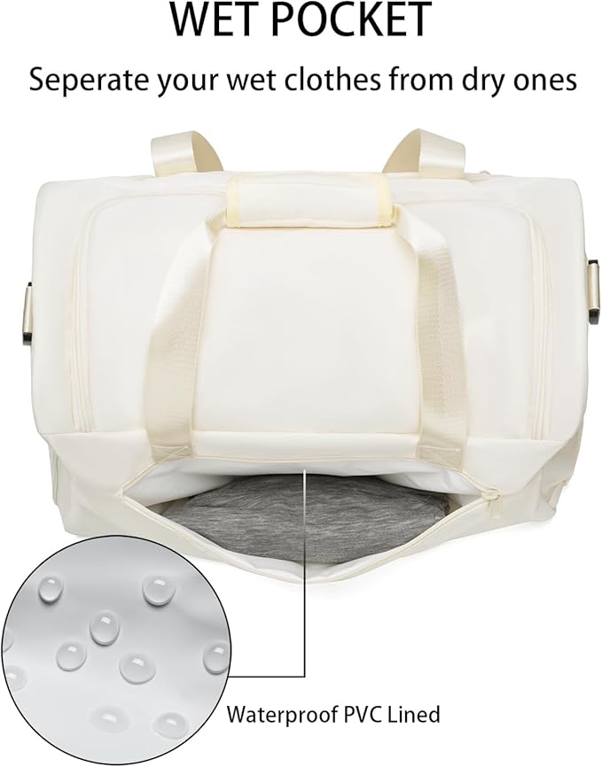 Gym Bag for Men Women, Small Fitness Workout Sports Bag with Wet Pocket & Shoes Compartment, Water Resistant Overnight Weekender Duffel Bag