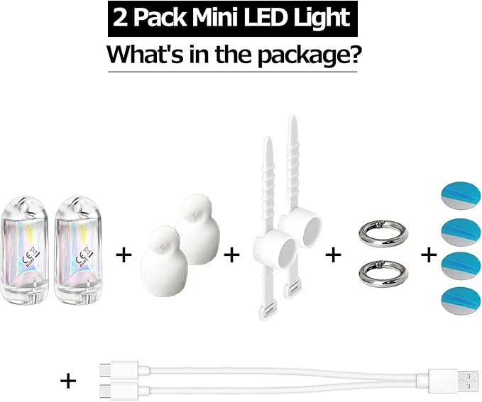 USB Mini LED Lantern, 2 Pack Waterproof EDC Keychain LED Flashlight for Camping, Type-C Rechargeable Battery Small Stick Lamp Puck Dog Collar Torch Light (White+Red)