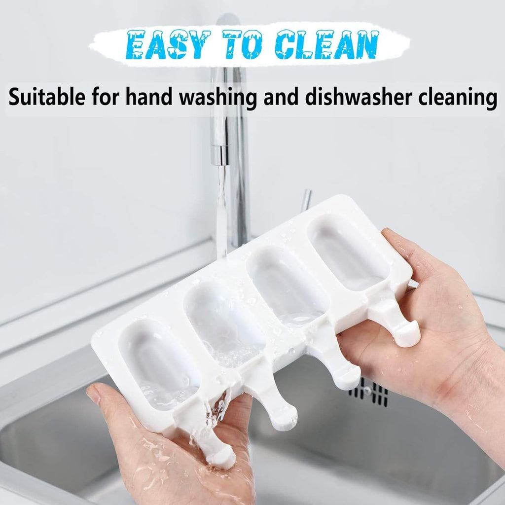 2 Larger Cakesicle Molds Silicone with 100 Wooden Sticks & 100 Parcel Bags, Silicone Popsicles Molds, Cake Pop Mold, Ice Pop Mold 4 Cavities DIY Ice Cream Mold