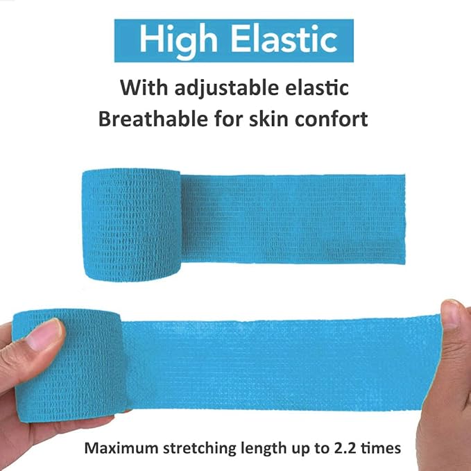 ESUPPORT 2 Inches X 5 Yards Self Adherent Cohesive Wrap Bandages Strong Elastic First Aid Tape for Wrist Ankle Pack of 10