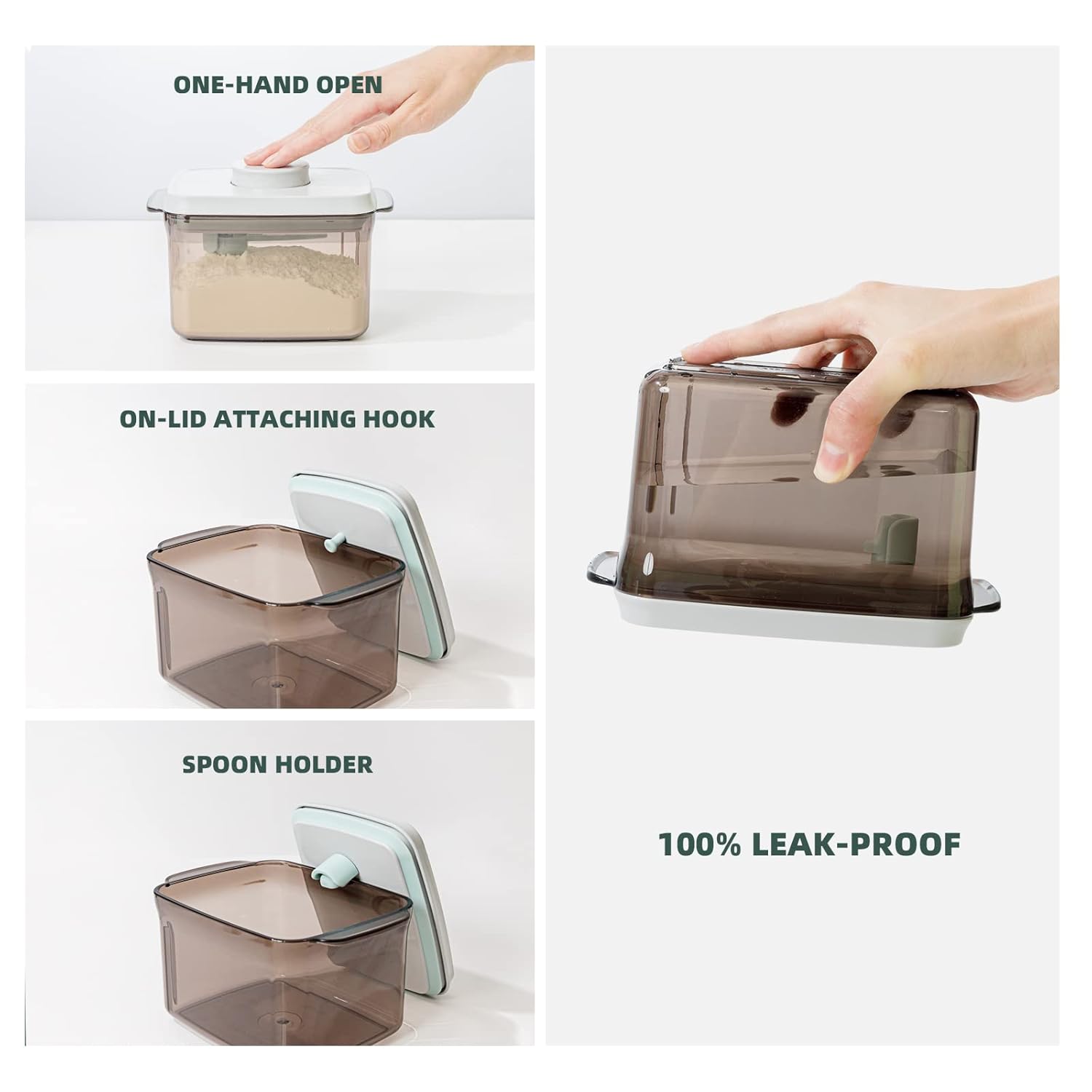 1700ml Airtight Formula Container Pop Up Milk Powder Container Formula Dispenser, 21OZ, 1.32LB, 600g, Brown