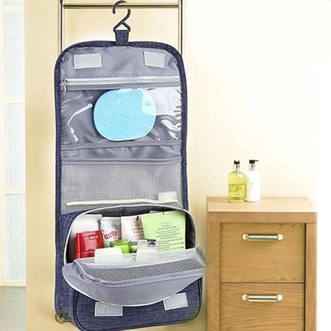 Hanging Travel Toiletry Bag for Men and Women, Hygiene Bag, Waterproof Cosmetic Bag for Accessories/Shaving/Grooming/Cosmetic/Toiletries, Multifunction Cosmetics Organizer Accessories Pouch - (Blue)