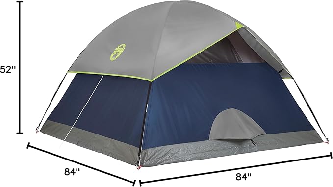 Coleman Sundome 4-Person Tent with Rainfly, Weatherproof Tent Sets Up in 10 Mins