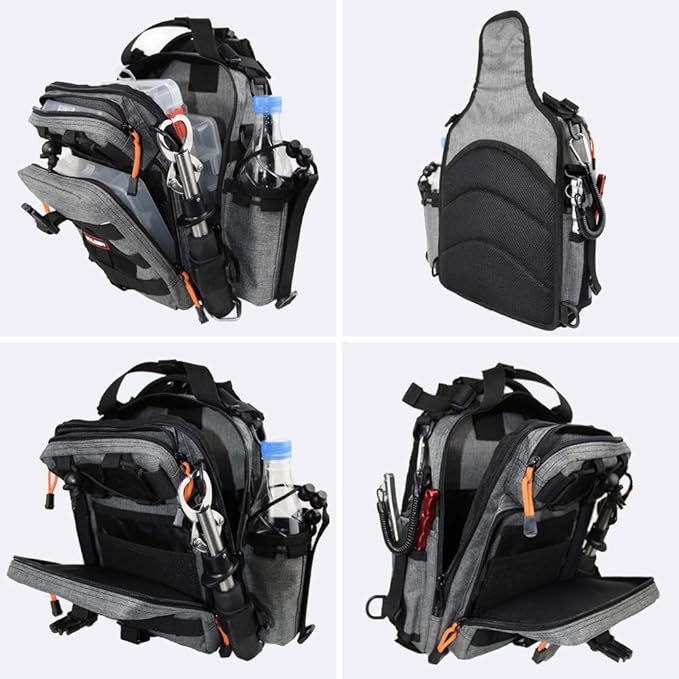 YVLEEN Fishing Tackle Backpack Storage Bag, Water-Resistant Fishing Backpack with Rod Holder, Gift for Men