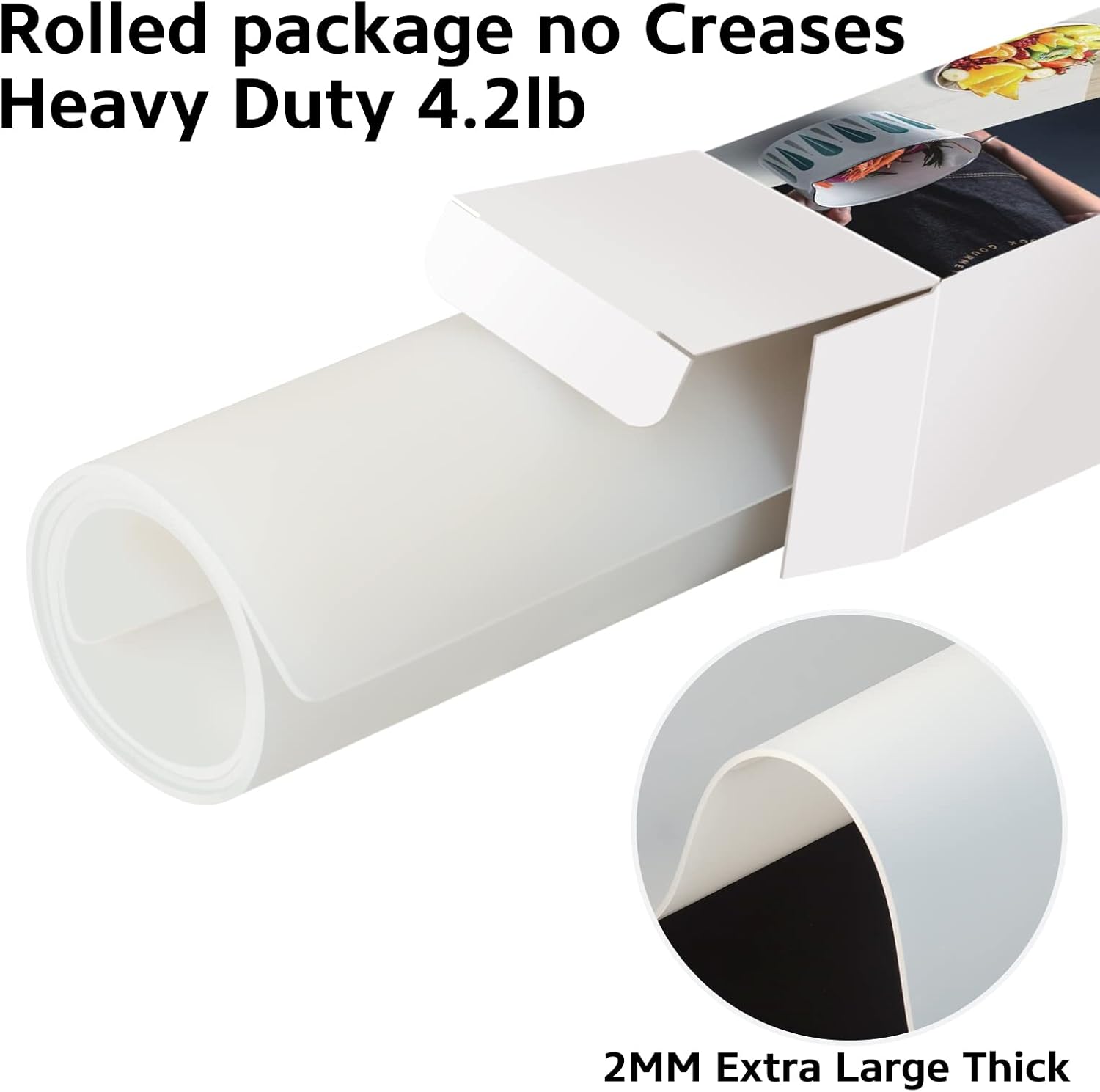 Silicone Mat Heat Resistant Mats for Countertop, Multipurpose Large Silicone Mats for Crafts Kitchen Workbench Size 48x24 inches Thick 2mm,Rolled Package,Translucent