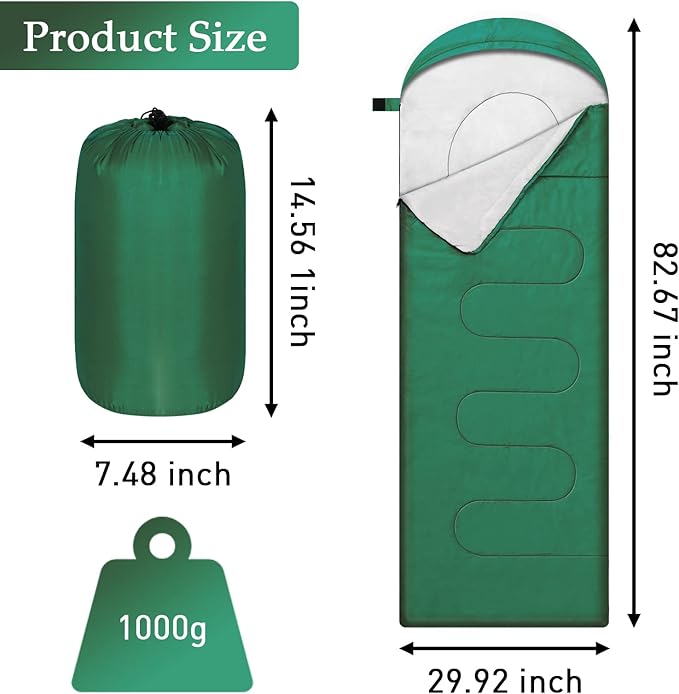 Camping Sleeping Bags for Adults Kids Portable Waterproof Lightweight Sleeping Bag 4 Seasons Winter, Fall, Spring, Summer Backpacking Hiking Mountaineering Indoor Outdoor Use
