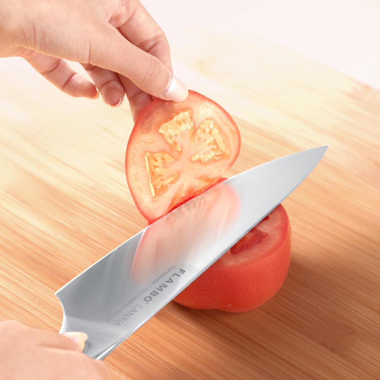 Flambo 8 Inch Chef Knife - Premium German Steel Kitchen Knives with Precision 15° Edge, Easy to Hold Ergonomic All-Metal Handle, Lightweight, Balanced, Easy to Clean Kitchen Knife